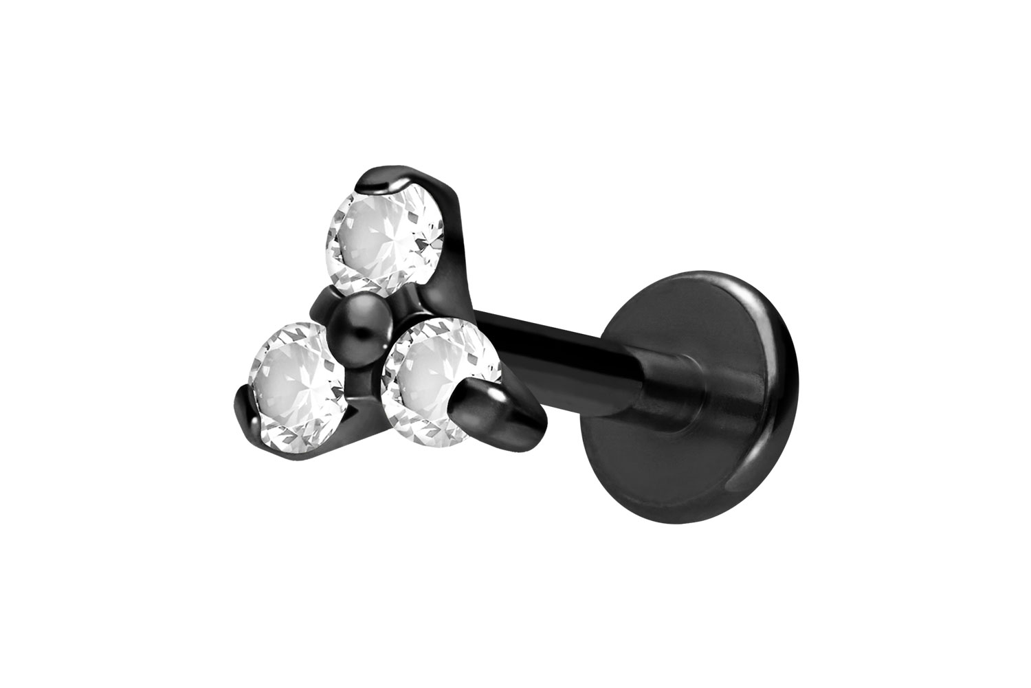 Titan Labret Piercing mit Innengewinde KRISTALLBLUME